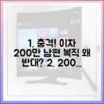 충격! 이자 200만원인데… 남편 복직 극구 반대하는 아내