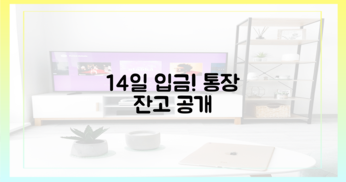 14일 입금, 통장 잔고 공개